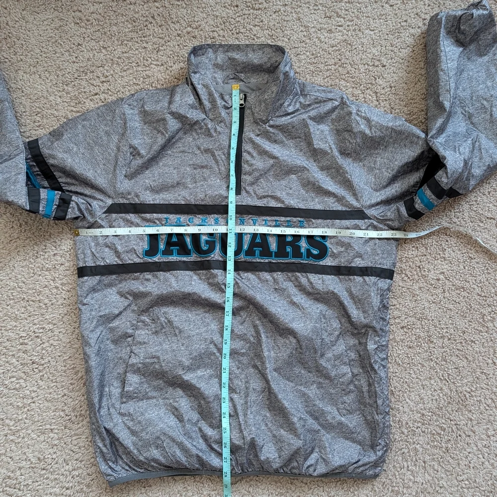 NFL Jacksonville Jaguars Gray Blue 1/4 Zip Pullover Windbreaker Jacket Medium - Picture 8 of 9